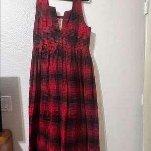 Vintage 70s homemade plaid black and red dress